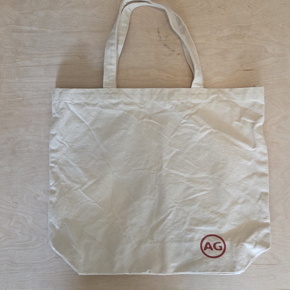 AG Adriano Goldschmeid Tote Bag Off White Canvas Logo Travel Gym Bag Shopping